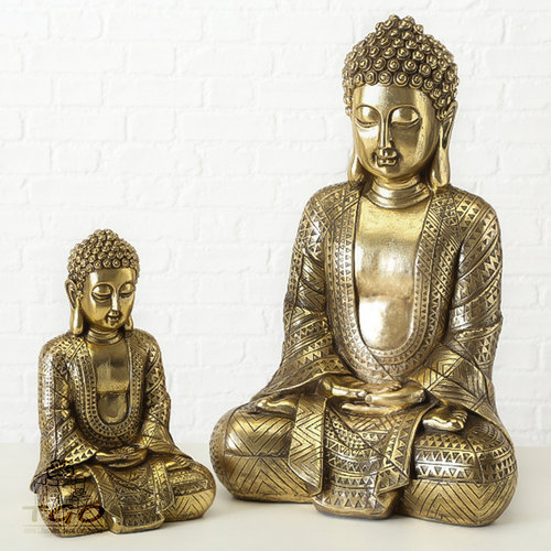 Dekofigur Buddha Jarven sitzend Gold Kunstharz Höhe 39cm