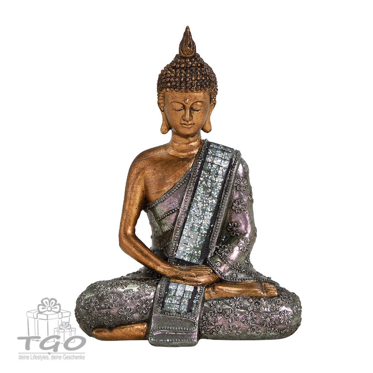 30 cm NEU XL Thai Buddha Budda Figur Statue Feng Shui sitzend türkis mint ca 