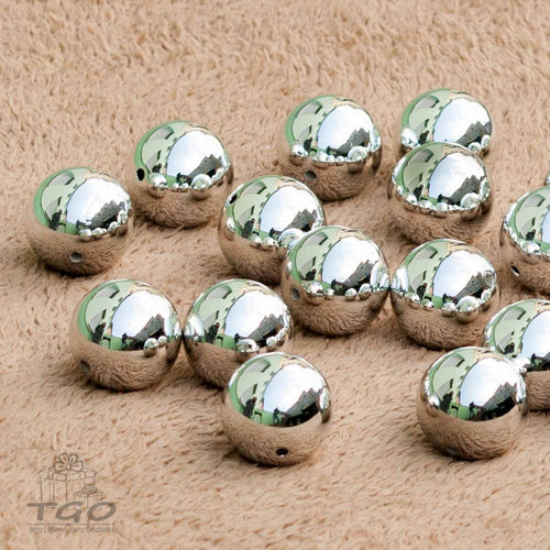 5 Stück Metallic Perlen mit Loch silber 30mm