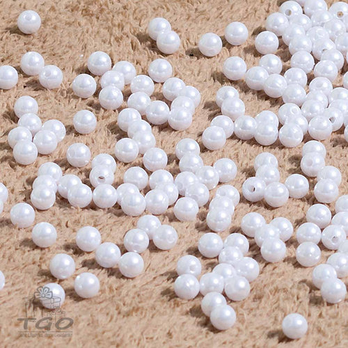 100 Stück Perlen weiß mit Loch 8mm