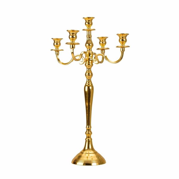 Deko Kerzenleuchter 5-armig aus Metall vergoldet 60 cm