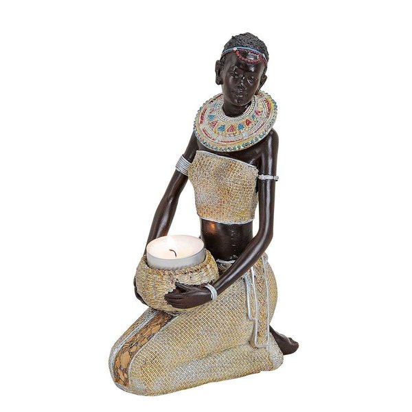Teelichthalter Figur afrikanische Frau aus Poly Höhe 22cm