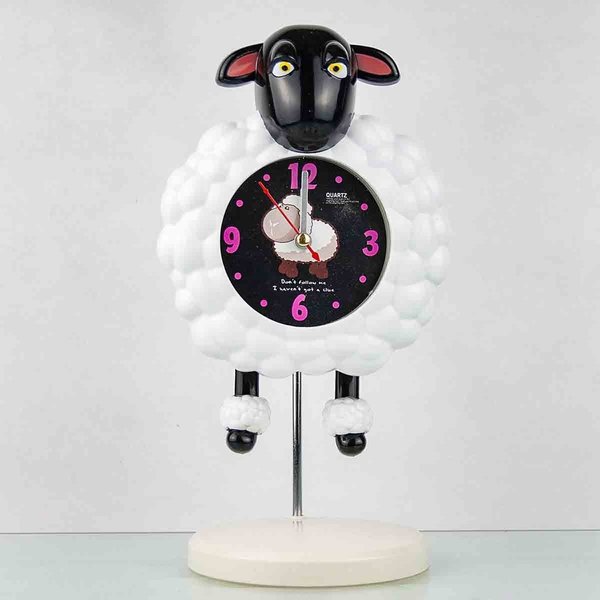 Uhr für Kinderzimmer Schafe schwarz/weiß Höhe 25 cm