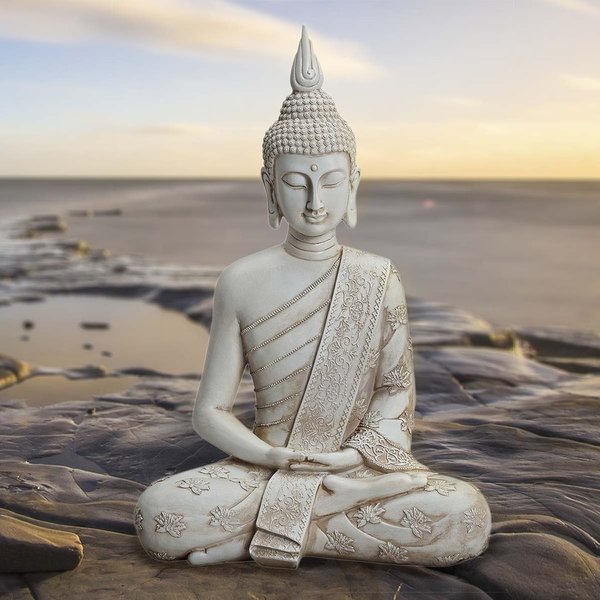 Deko Thailändische Buddha Figur sitzend weiß 40cm