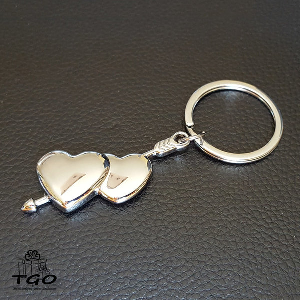 Schlüsselanhänger Pfeil durchs Herz 9cm aus Metall