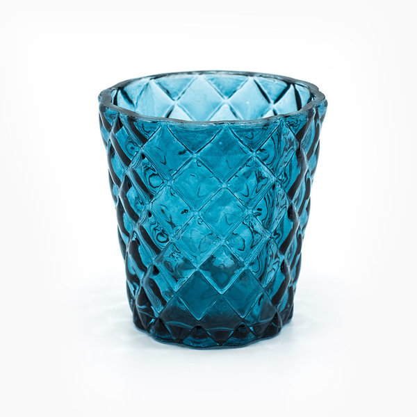 Deko Windlichter- Teelichthalter aus Glas Blau Höhe 7,5 cm