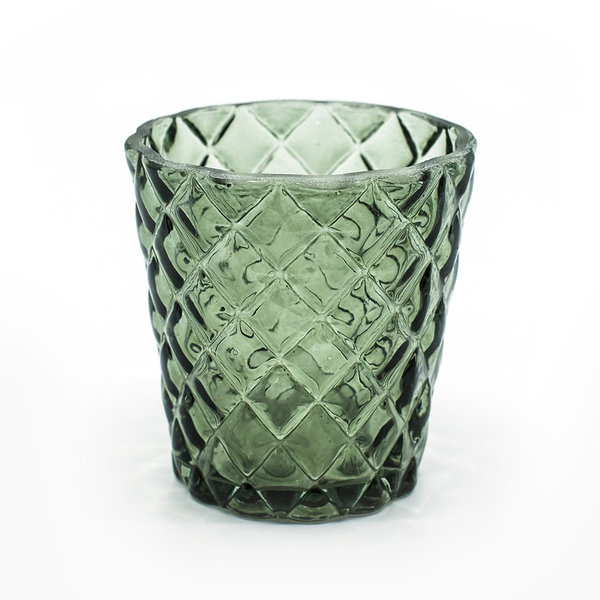 Deko Windlichter- Teelichthalter aus Glas grün Höhe 7,5 cm