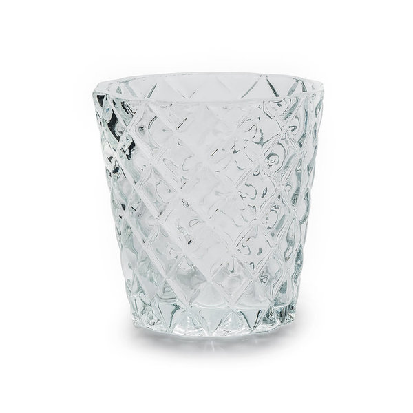 Deko Windlichter- Teelichthalter aus Glas klar Höhe 7,5 cm