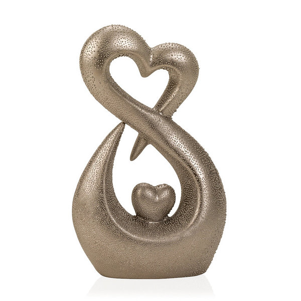 Deko Skulptur Perlenstruktur mit Herz silber höhe 26cm