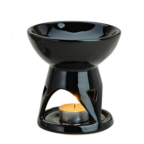 Deko Duftlampe aus Keramik in schwarz Höhe 12cm