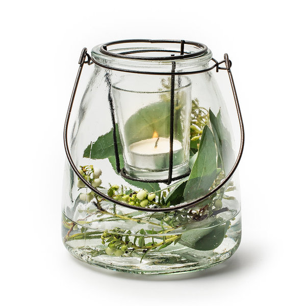 Deko Teelichthalter aus Glas klar Höhe 15 cm
