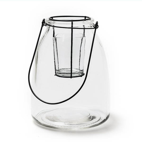 Dekoglas Teelichthalter aus Glas klar Höhe 18 cm