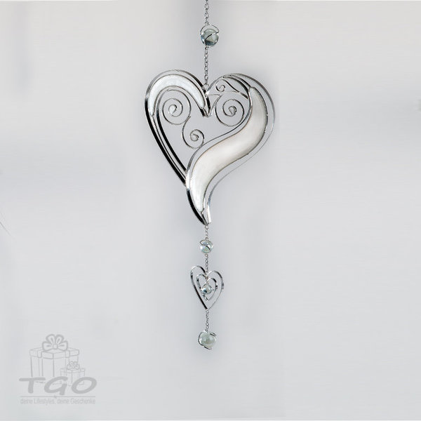 Formano Fensterdeko Dekohänger Herz weiß silber Tiffany-Art 45cm