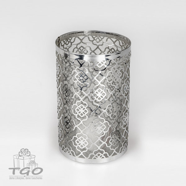 Formano Windlicht Ornament silber Metall mit Glaseinsatz 20cm