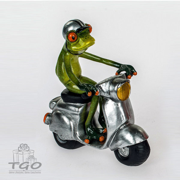 Formano Dekofigur Frosch hellgrün auf Roller 16cm