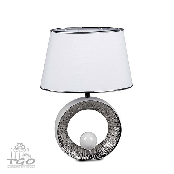 Formano schöne Tischlampe aus Keramik weiß silber höhe 45cm