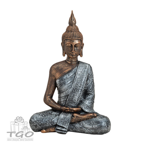 Thai Buddha Figur sitzend silber gold Höhe 40cm