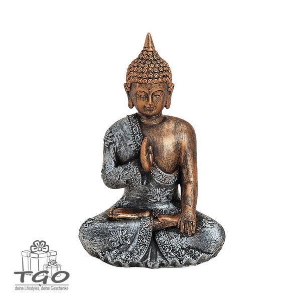 Deko Thai Buddha Figur sitzend in gold grau Höhe18cm