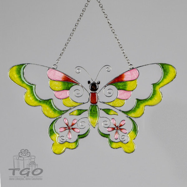 Formano Fensterdeko Hänger Schmetterling Tiffany-Art grün 30cm