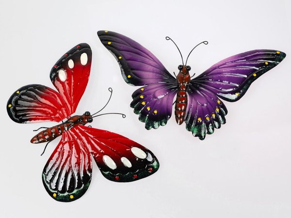 Formano Wanddeko Schmetterling aus Metall bunter Lackierung