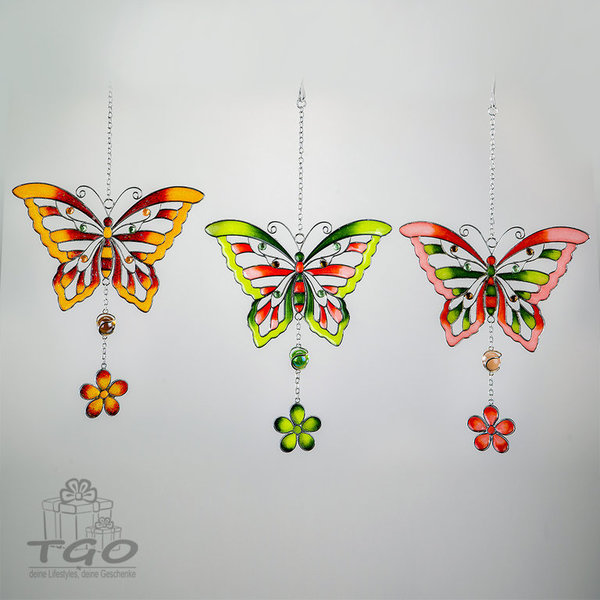 Formano Fensterdeko Hängedeko Schmetterling Tiffany- Art 27cm