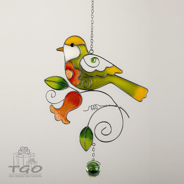 Formano Fensterdeko Hängedeko Vogel bunte Tiffany-Art 30cm