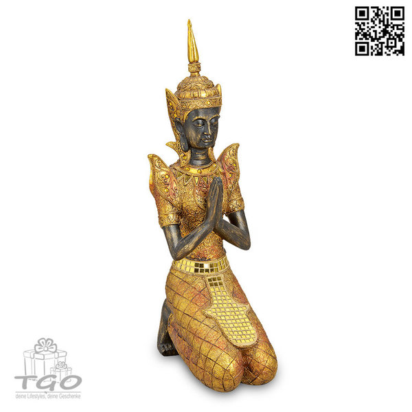 Deko Buddha Figur knieend aus Poly Höhe 40cm