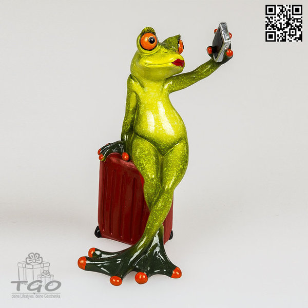 Formano Dekofigur Frosch Frau hellgrün mit Koffer Höhe 15,5cm