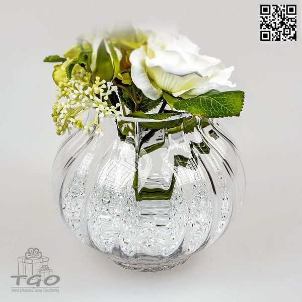 Formano Tischdeko Vase- Windlicht aus Optik Glas 15x13cm