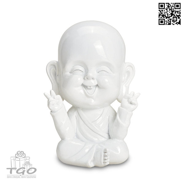 Deko Buddha Figur Peace beige aus Poly 18cm