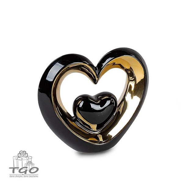 Formano Skulptur Herz aus Keramik schwarz gold