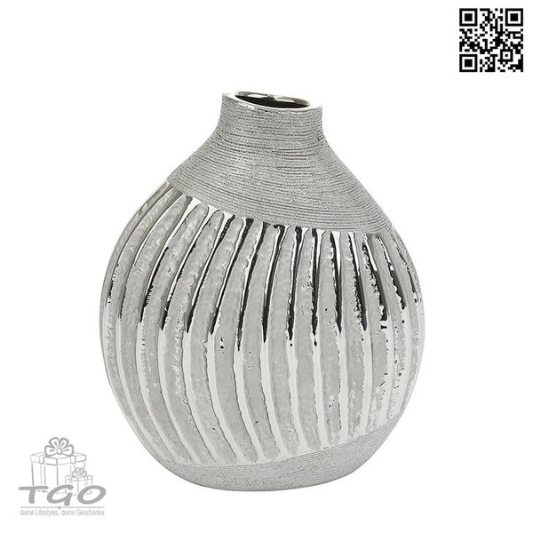 Gilde Flaschenvse "Argento" aus Keramik silber 20cm