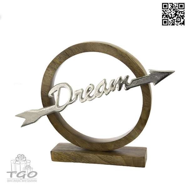 Gilde Deko Skulptur Kreis Dream aus Mangoholz silber 26,5cm