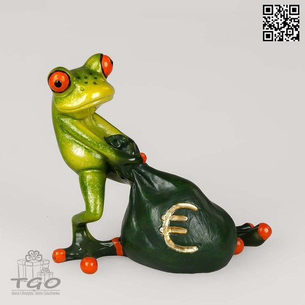 Formano Dekofigur Frosch hellgrün mit Geldsack 10cm