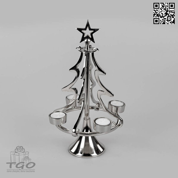 Formano Lechter Teelichtleuchter Baum 4flm.aus Aluminium 36cm