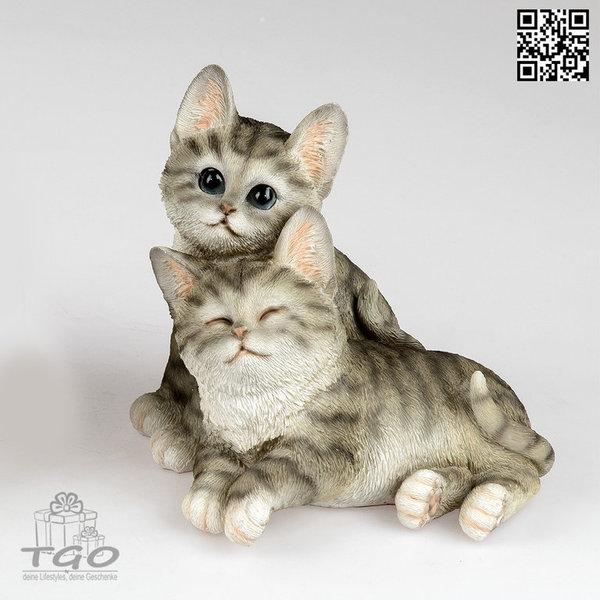 Formano Dekofigur Katzenpaar liegend naturfarben 18cm