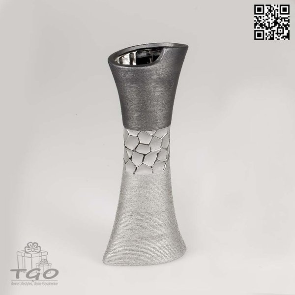 Formano Tischdeko Vase aus Keramik silber grau 30cm
