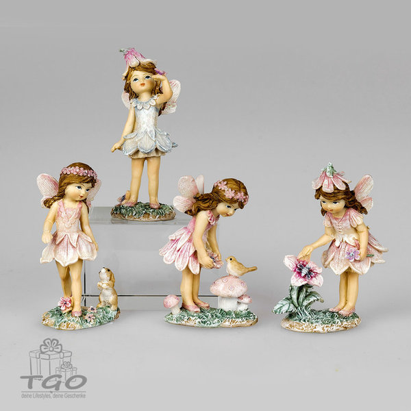 Formano 4er-Set Dekofigur Mini Elfen auf kunststein 7x10cm