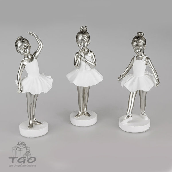 Formano 3er-Set Dekofigur Ballerina stehend weiß silber 23cm