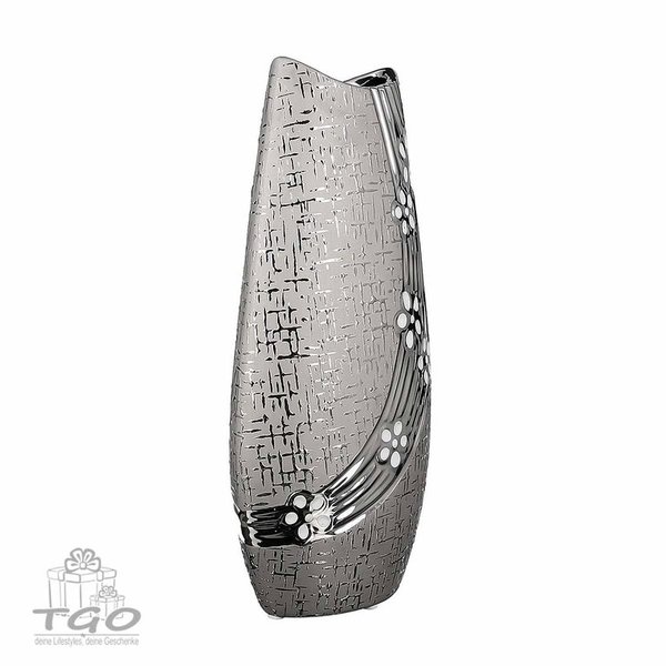 Gilde Vase DAISY aus Keramik silber weiß 33cm