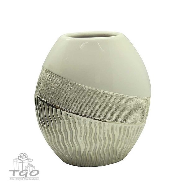 Gilde Tischdeko Keramik Vase SONARA champagner 15x14cm