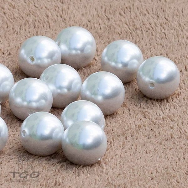 5 Stück Perlen weiß mit Loch 25mm