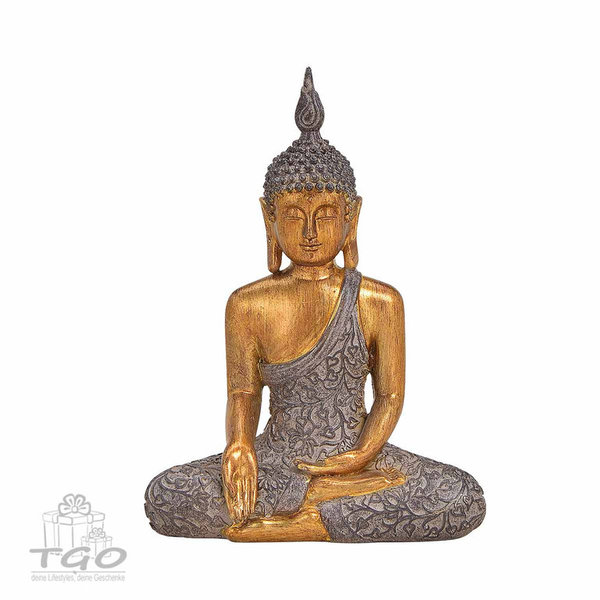 Buddha Figur sitzend Braun Gold Höhe 19cm
