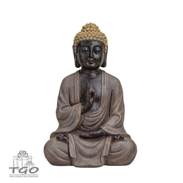 Buddha Figur sitzend aus Poly braun gold Höhe 40cm
