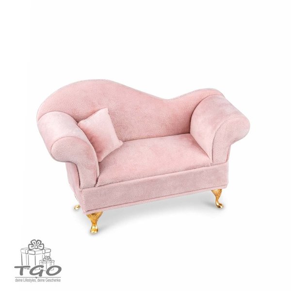 Formano Sofa als Schmuckbox rosa aus Holz mit Samt 22x15cm