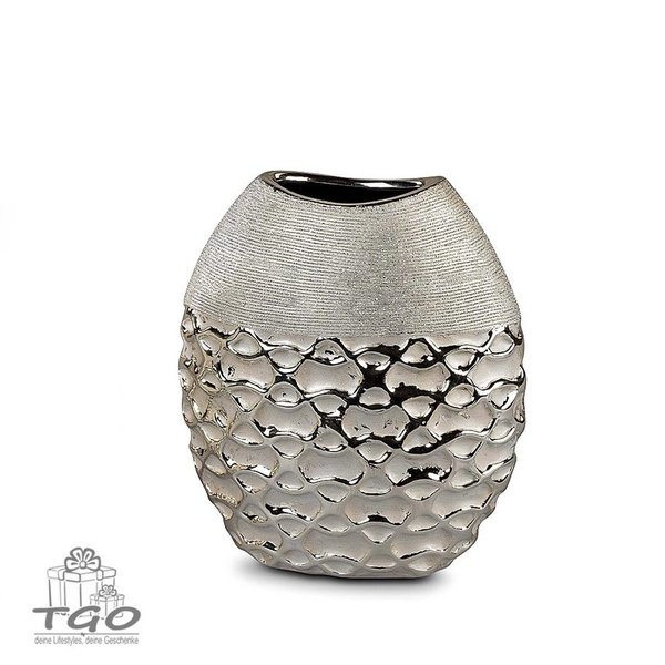 Formano Vase aus Keramik gold matt-glänzend mit Relief 17x20cm