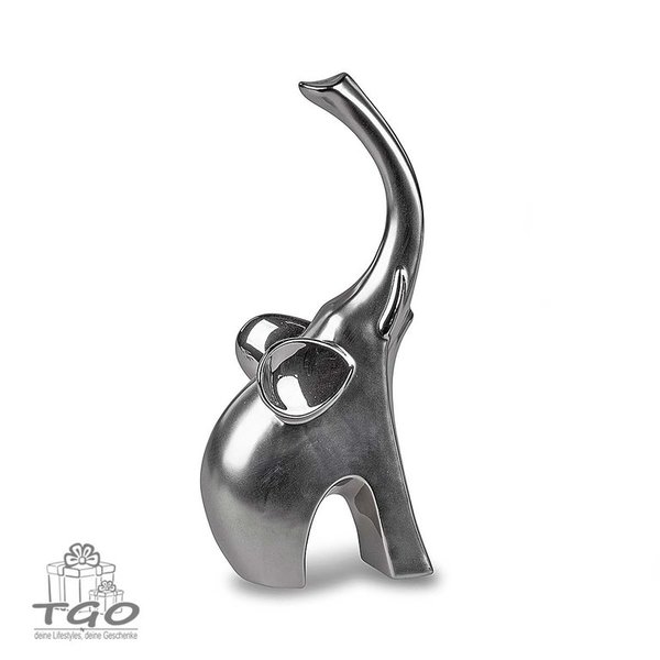 Formano Set 2er Elefant aus Keramik Mattsilber 22+ 25cm