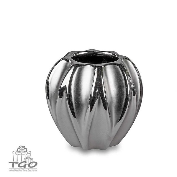 Formano Deko Vase aus Keramik Mattsilber 12x13cm