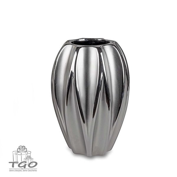 Formano Deko Vase aus Keramik Mattsilber 16x25cm