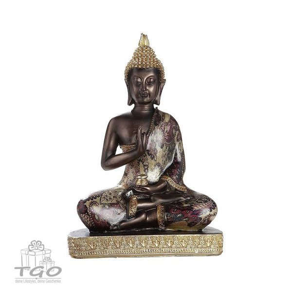 Gilde Buddha Figur sitzend in Gold braun aus Poly Höhe 21cm